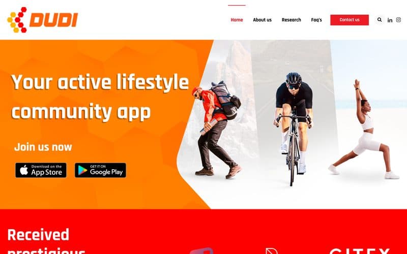 Screenshot of the DUDI sports community app